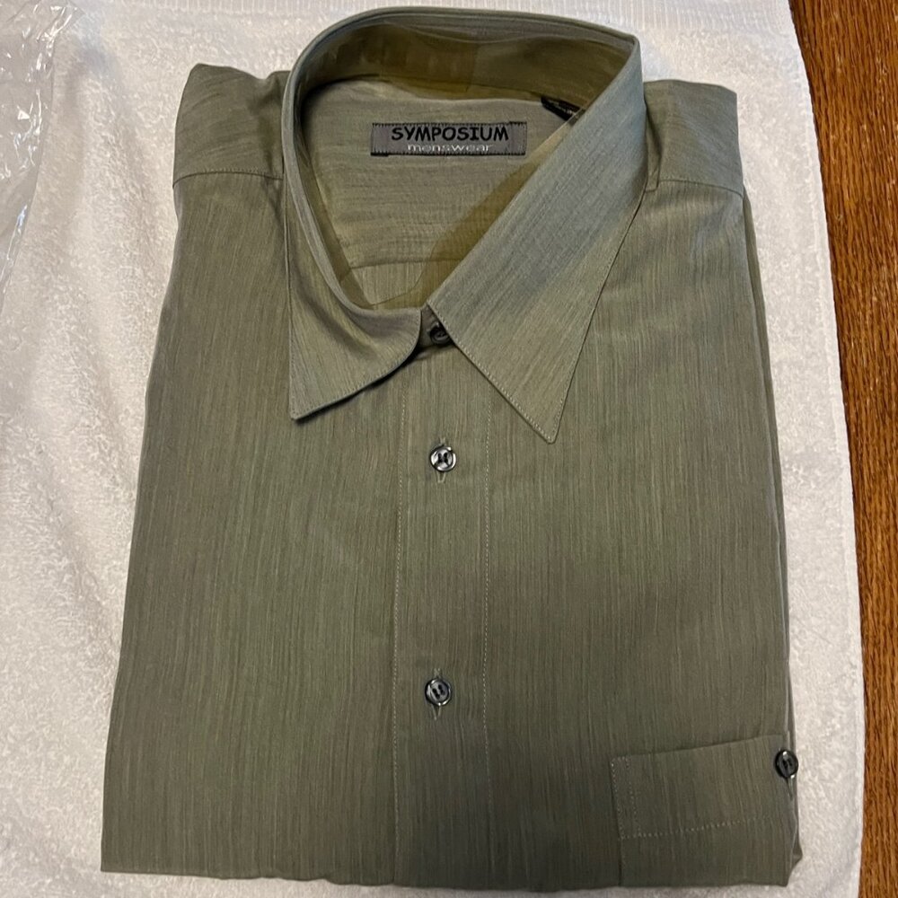 Symposium Men's Size XL 100% Tencel Lyosel L/S B/D Shirt. Green NWT